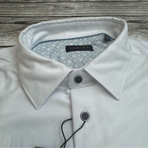 Garnet Men's Long Sleeve Stretch White Shirt XXL 2XL Double Extra Large Sheer - Picture 4 of 11
